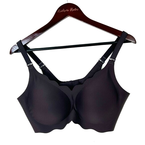 Horisun Bras for Women No Underwire V Neck Scalloped Wireless Sz 2XL Charcoal R1 - Picture 3 of 9